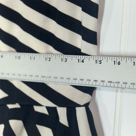 Ambiance Black White Stripe Peplum Top XL Mesh Panel Sleeveless Geometric USA - Picture 4 of 7